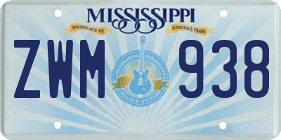 MS license plate ZWM938