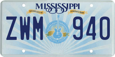 MS license plate ZWM940