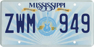 MS license plate ZWM949
