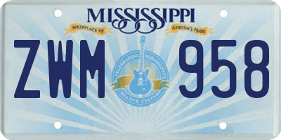 MS license plate ZWM958