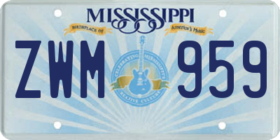 MS license plate ZWM959