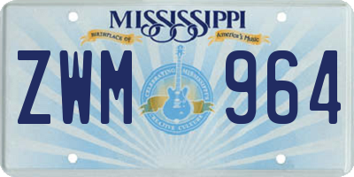 MS license plate ZWM964