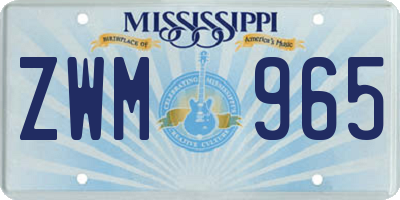 MS license plate ZWM965