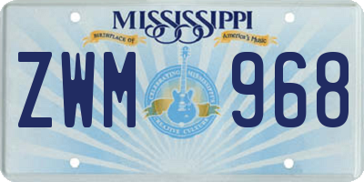MS license plate ZWM968