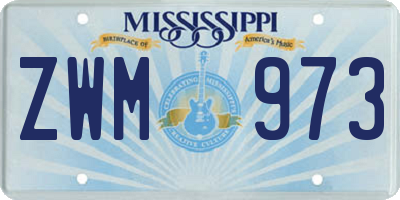 MS license plate ZWM973