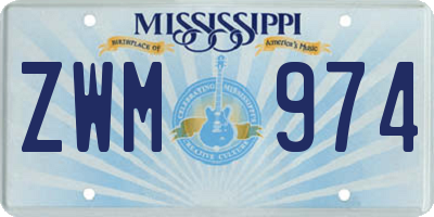 MS license plate ZWM974