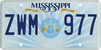 MS license plate ZWM977