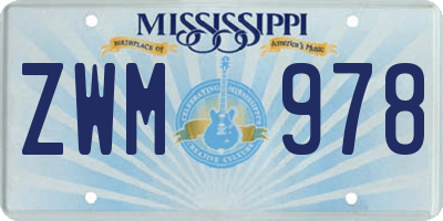 MS license plate ZWM978
