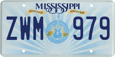 MS license plate ZWM979