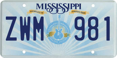 MS license plate ZWM981