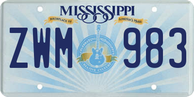 MS license plate ZWM983