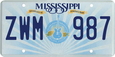 MS license plate ZWM987