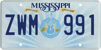 MS license plate ZWM991