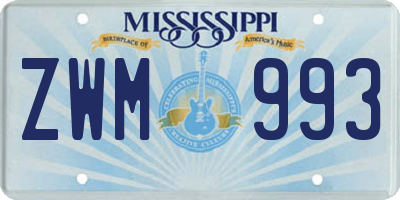 MS license plate ZWM993