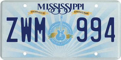 MS license plate ZWM994