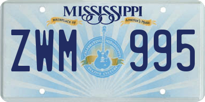 MS license plate ZWM995