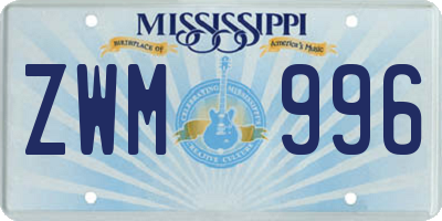 MS license plate ZWM996