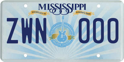 MS license plate ZWN000