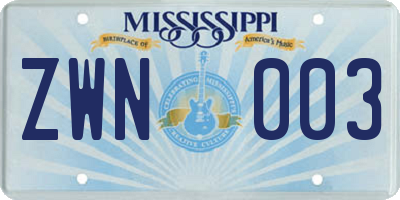 MS license plate ZWN003