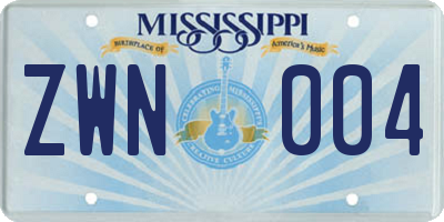 MS license plate ZWN004