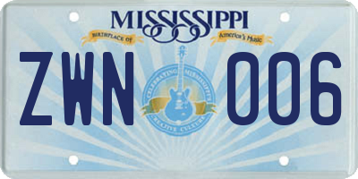 MS license plate ZWN006