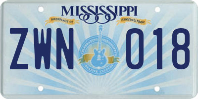 MS license plate ZWN018