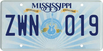 MS license plate ZWN019