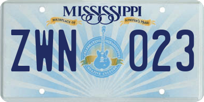 MS license plate ZWN023
