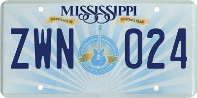 MS license plate ZWN024
