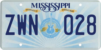 MS license plate ZWN028