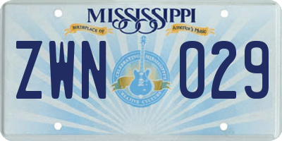 MS license plate ZWN029