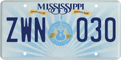 MS license plate ZWN030