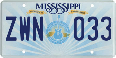 MS license plate ZWN033