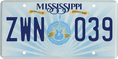 MS license plate ZWN039