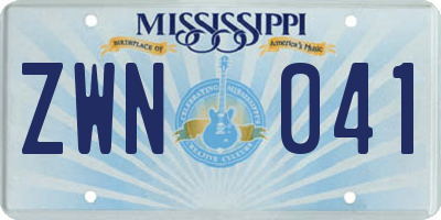 MS license plate ZWN041