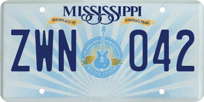 MS license plate ZWN042