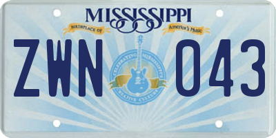 MS license plate ZWN043