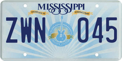 MS license plate ZWN045