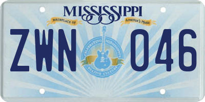 MS license plate ZWN046