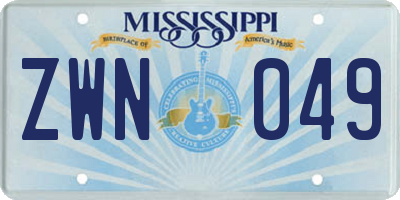 MS license plate ZWN049