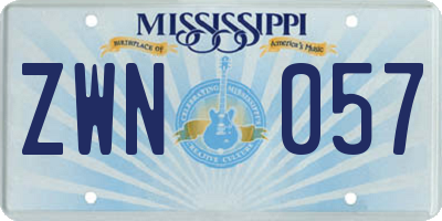 MS license plate ZWN057