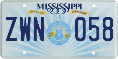MS license plate ZWN058