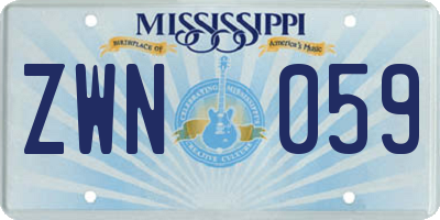 MS license plate ZWN059