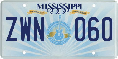 MS license plate ZWN060