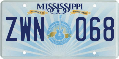 MS license plate ZWN068