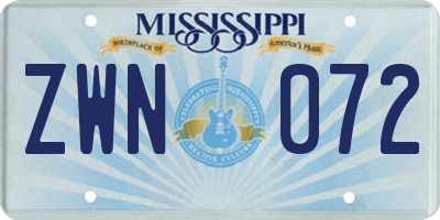 MS license plate ZWN072