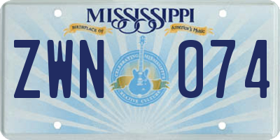 MS license plate ZWN074