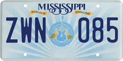 MS license plate ZWN085