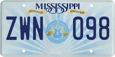 MS license plate ZWN098