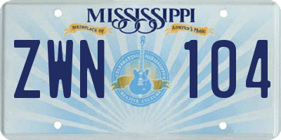 MS license plate ZWN104